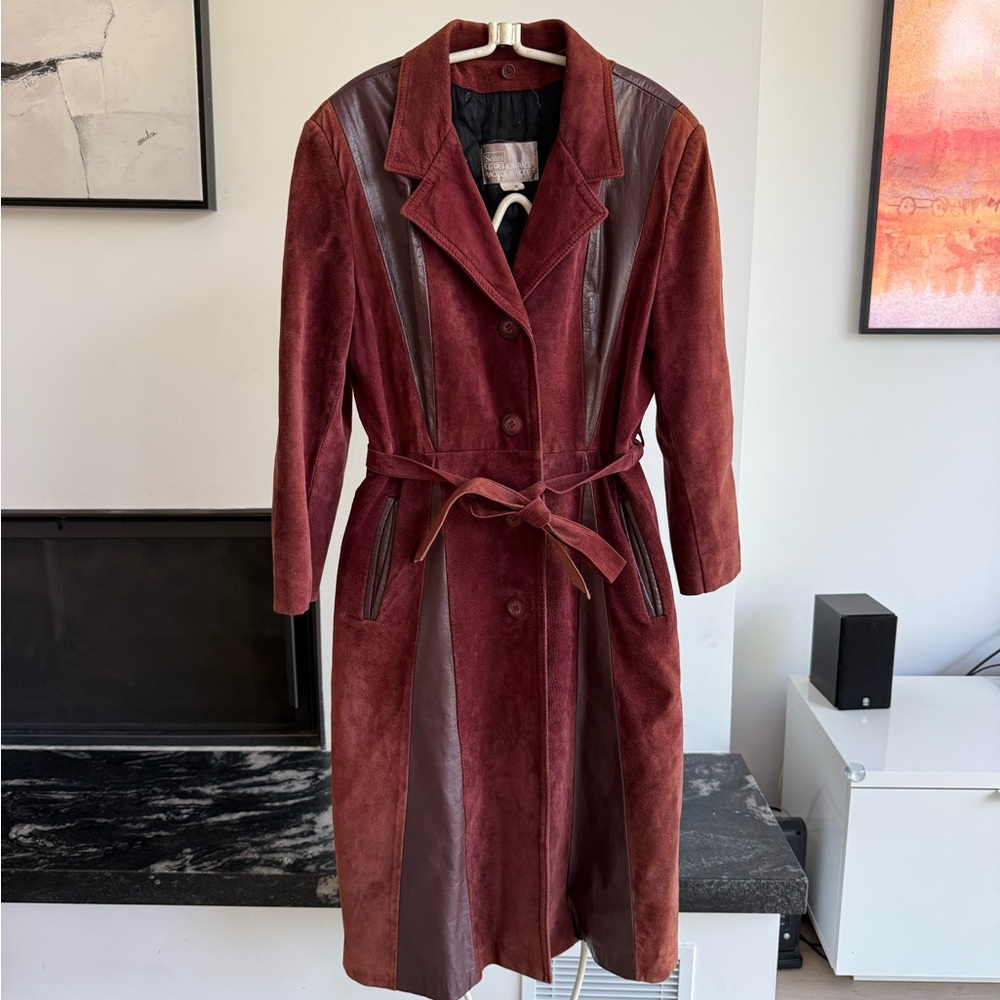 Sears Women's Burgundy and Brown Trench Coat